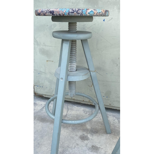 463 - x2 Wooden Grey Screw Stools