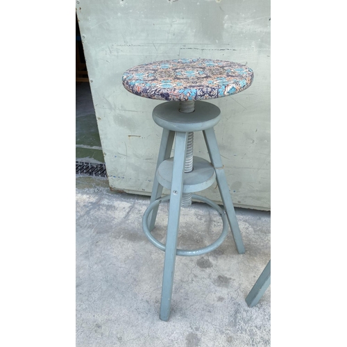 463 - x2 Wooden Grey Screw Stools