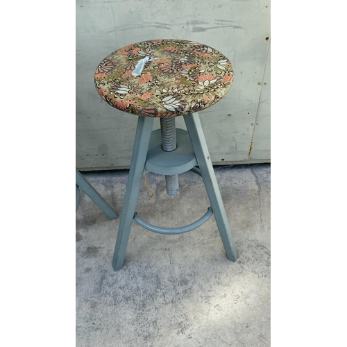 463 - x2 Wooden Grey Screw Stools