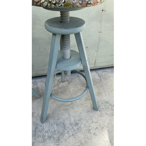 463 - x2 Wooden Grey Screw Stools