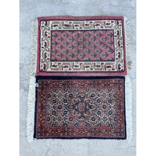 466 - x2 Vintage Small Birjan Handmade Persian Carpets (Some Wear)