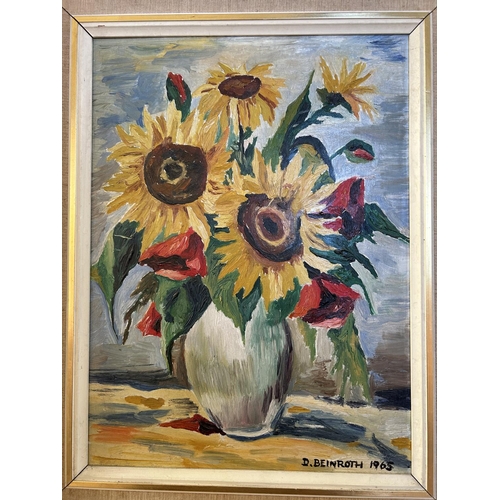 470 - Vintage Oil on Board Still Life Painting Signed and Dated 1965 (40 x 51cm)