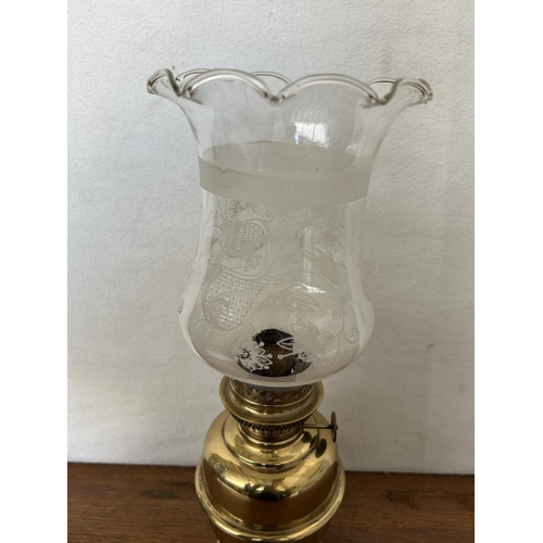 214 - Vintage Brass Oil Lamp