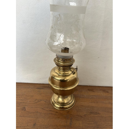 214 - Vintage Brass Oil Lamp