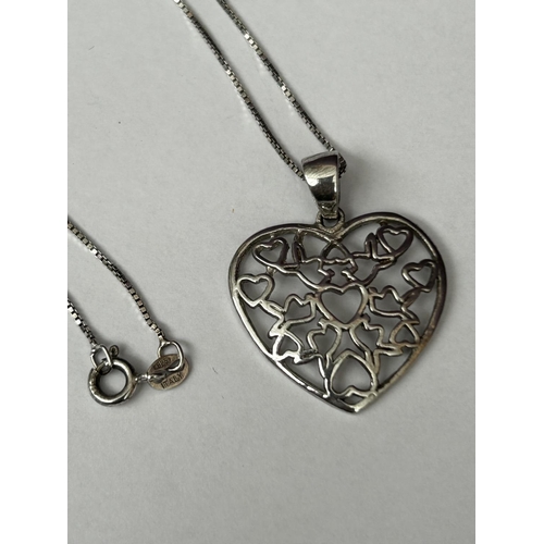 187 - Sterling Silver Heart Pendant with Chain and a Pair of Drop Earrings