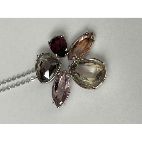 188 - Genuine Swarovski Heritage Flower Necklace, Rhodium Plated