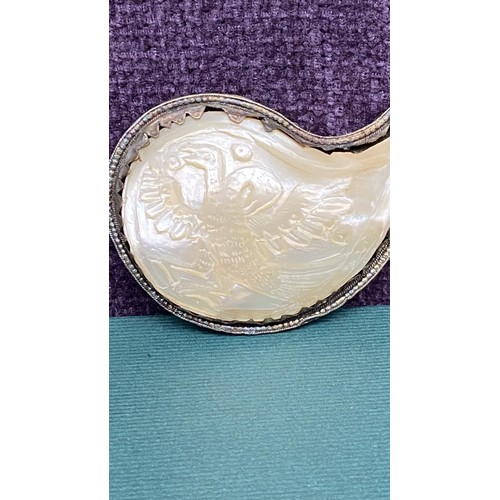 62 - Beautiful Antique Carved Mother of Pearl Belt Buckle from 1821