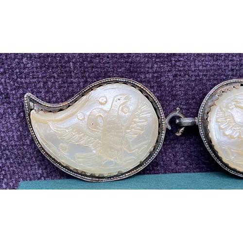 62 - Beautiful Antique Carved Mother of Pearl Belt Buckle from 1821