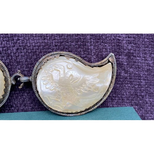 62 - Beautiful Antique Carved Mother of Pearl Belt Buckle from 1821