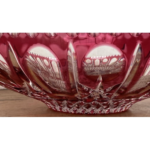 65 - Large Vintage Heavy Ruby Red Crystal Bowl (28cm Diameter)