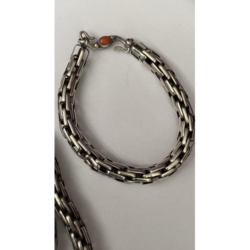 6 - Liberty & Co Heavy Silver Long Woven Chain Necklace Together with Matching Bracelet, It Has No Clasp... 