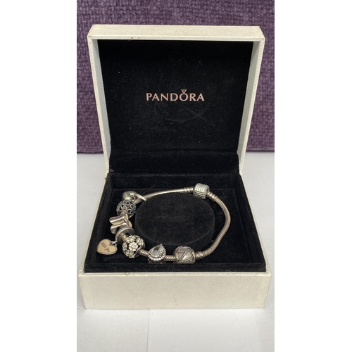 10 - Authentic Sterling Silver Pandora Charm Bracelet, Weight 36gr