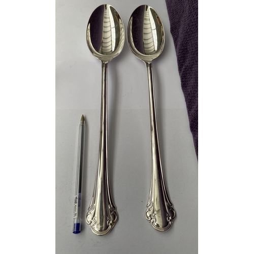 21 - x2 Sheffield Large silver Plated Serving Spoons - Code N/A Unused