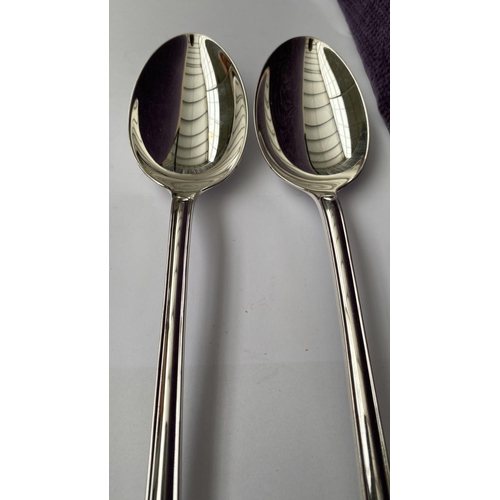 21 - x2 Sheffield Large silver Plated Serving Spoons - Code N/A Unused