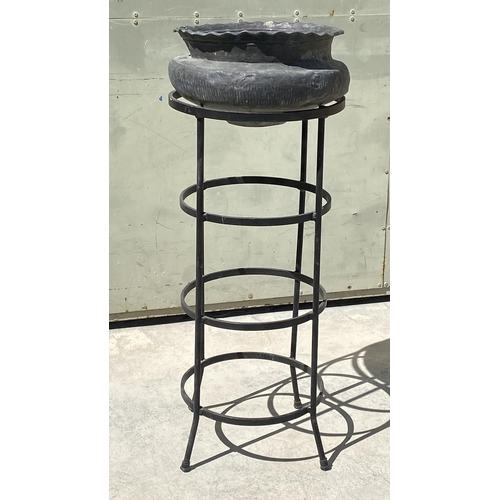 26 - Antique Copper Planter on Wrought Iron Stand (90cm H.)