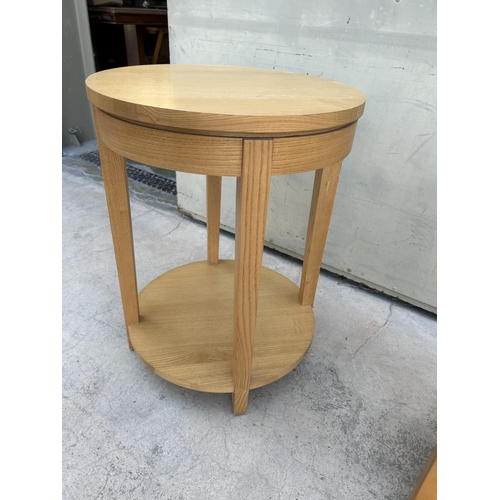 14 - Drexel Heritage USA Wooden Light Blonde 2-Tier Circular Lamp Table - Code AM6995J