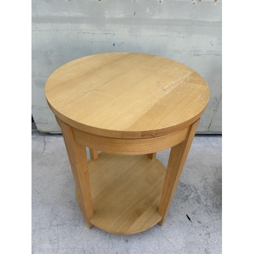 14 - Drexel Heritage USA Wooden Light Blonde 2-Tier Circular Lamp Table - Code AM6995J