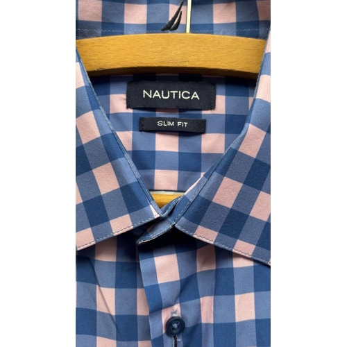 Nautica Performance Super Shirt Slim Fit Blue & Pink Modern Men's XL Dress  Shirt (Unused)