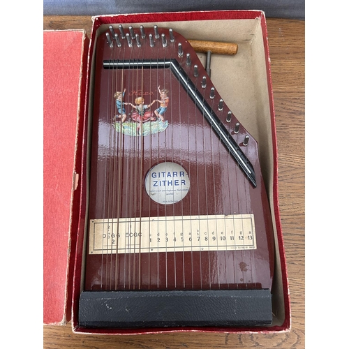 Vintage Guitar-Zither Musical Instrument Made in Germany with Box