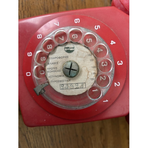 116 - Vintage 1970's CYTA Red Rotary Dial Telephone