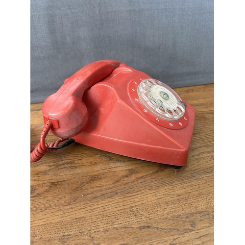 116 - Vintage 1970's CYTA Red Rotary Dial Telephone