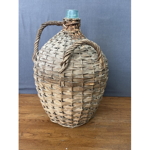 222 - Large Vintage Wine Bottle in It's Basket (50cm H.)