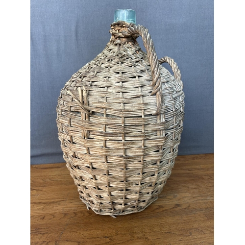 222 - Large Vintage Wine Bottle in It's Basket (50cm H.)