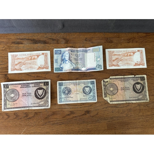 360 - Collection of 6 Vintage 1960's and Later Cyprus Bank Notes
