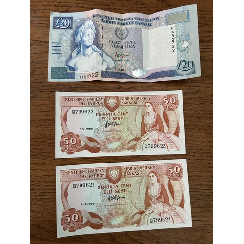 360 - Collection of 6 Vintage 1960's and Later Cyprus Bank Notes