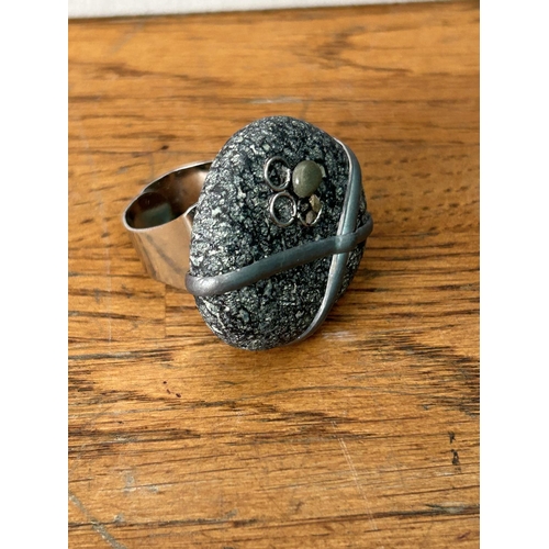 361 - Collection of Handmade Painted Stone Rings
