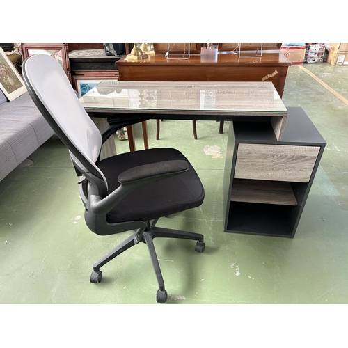385 - Small Wooden Office Desk with Swivel Chair