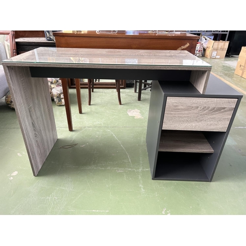 385 - Small Wooden Office Desk with Swivel Chair