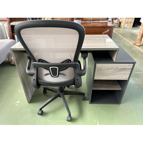 385 - Small Wooden Office Desk with Swivel Chair