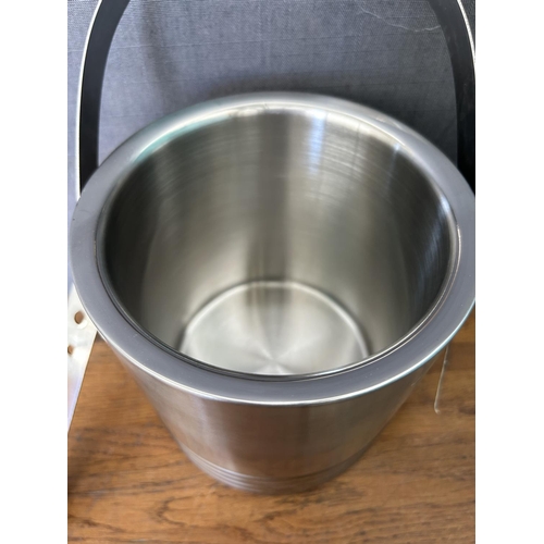 212 - Tahari Home Set with Stainless Steel Double Walled Ice Bucket and Pair of Tongs (Unused)