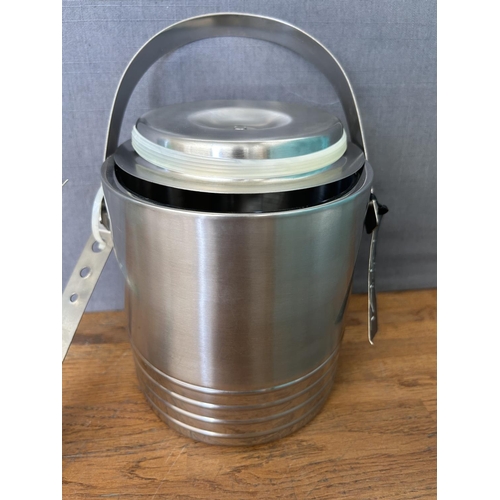 212 - Tahari Home Set with Stainless Steel Double Walled Ice Bucket and Pair of Tongs (Unused)