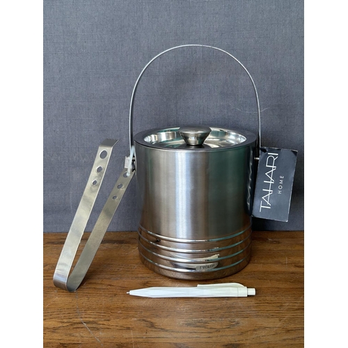 212 - Tahari Home Set with Stainless Steel Double Walled Ice Bucket and Pair of Tongs (Unused)