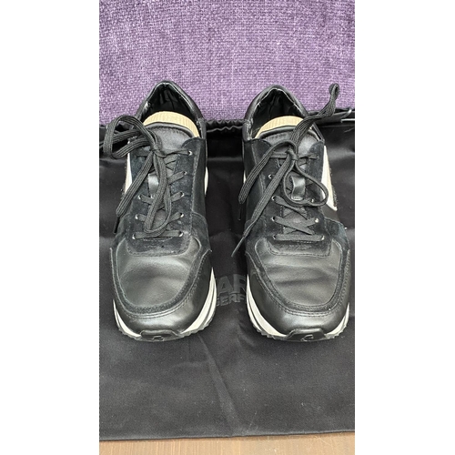 127 - Karl Lagerfeld Velocita II Karl Iconic Meteor Woman's Sneakers in Black Real Leather with dust Bag, ... 