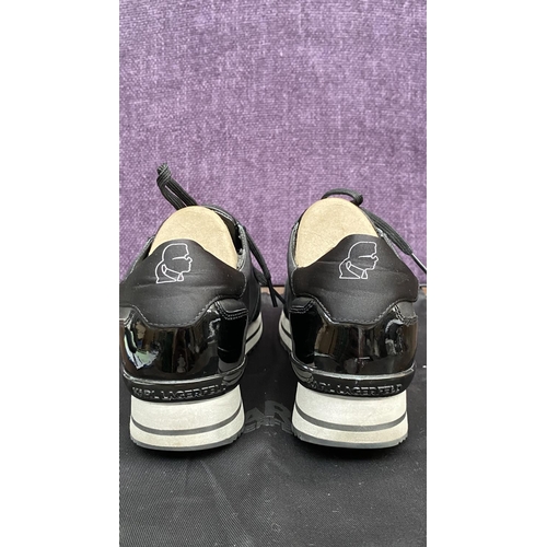 127 - Karl Lagerfeld Velocita II Karl Iconic Meteor Woman's Sneakers in Black Real Leather with dust Bag, ... 
