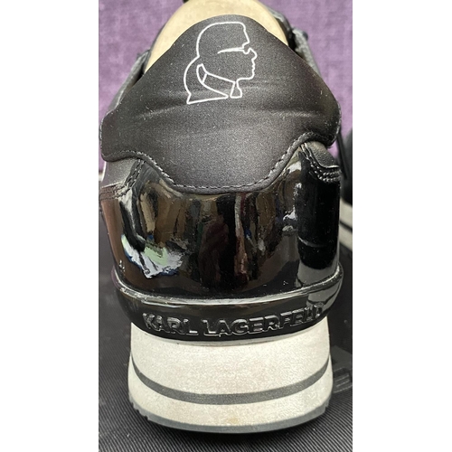 127 - Karl Lagerfeld Velocita II Karl Iconic Meteor Woman's Sneakers in Black Real Leather with dust Bag, ... 
