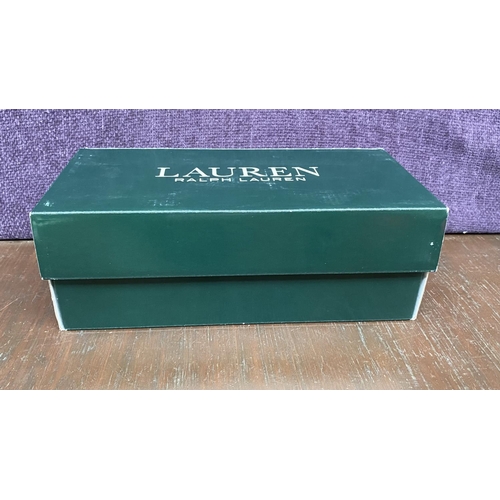128 - Pair of Ralph Lauren Becka Royal Blue Leather Loafers with Striped Bow, Size UK 5/Euro 38 (Unused)