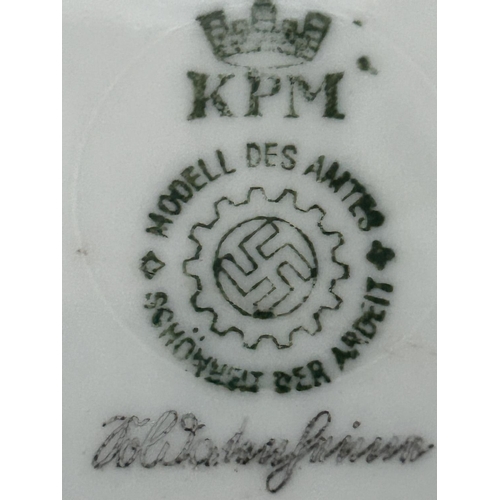 407 - Vintage WWII Small German Plate Stamped at the Back with Nazi Emblem
