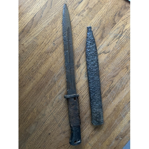 408 - Vintage WWII Memorabilia Buried German Mauser Bayonet