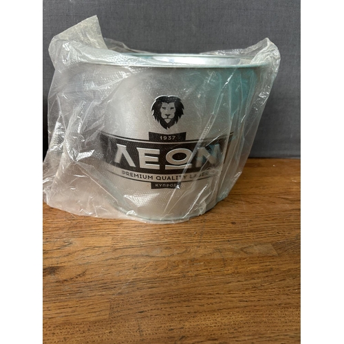 156 - x3 'Leon' Beer Collectibles, Ice Bucket, Rubber Drip Mat and Bottle Opener (Unused)