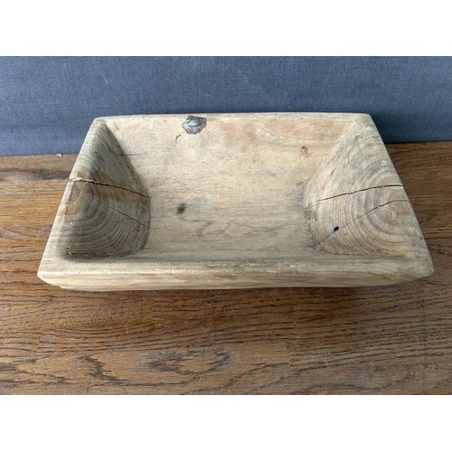 190 - Cyprus Traditional Wooden Decorative Miniature Bread Kneading Bowl (25cm W.)