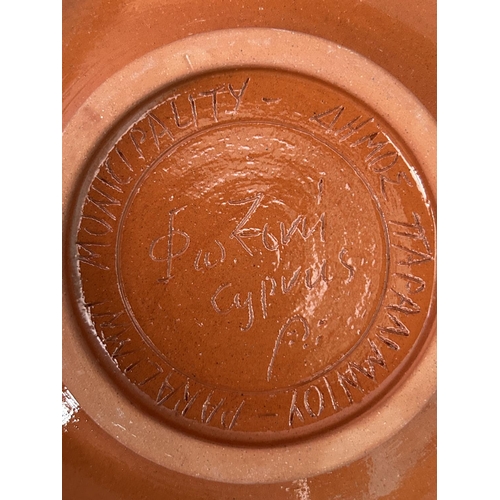 231 - Cyprus Handmade Museum Copy Plate by Cypriot Artist 'Photini' and Handmade Aradippou Municipality Po... 