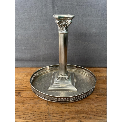 376 - Vintage Silver Plated Candle Stick and Ice Bucket