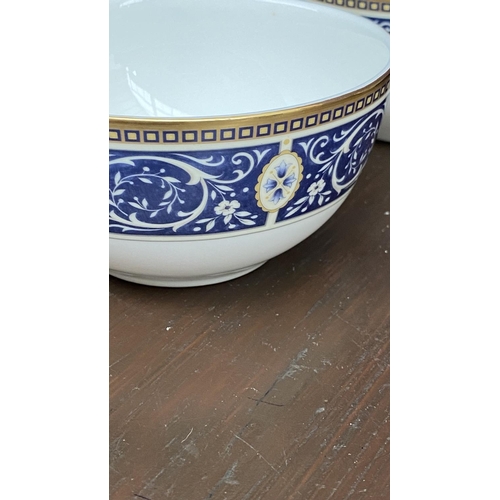 199 - x4 Royal Doulton Challinor-H5273 Pattern Fine Bone China Rice Bowls Crafted in England Featuring Blu... 