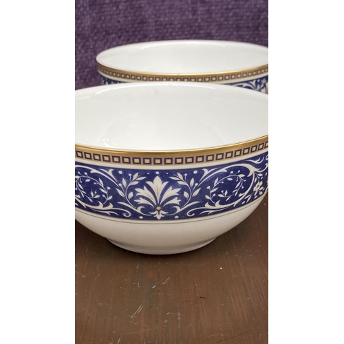 199 - x4 Royal Doulton Challinor-H5273 Pattern Fine Bone China Rice Bowls Crafted in England Featuring Blu... 