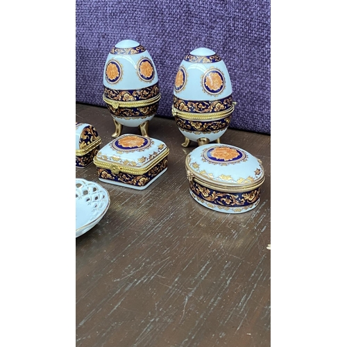 200 - x6 Beautiful Limoges Style Trinket Boxes, Different Shapes and Sizes, Most Popular Egg Shaped and Ot... 