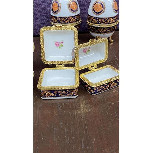 200 - x6 Beautiful Limoges Style Trinket Boxes, Different Shapes and Sizes, Most Popular Egg Shaped and Ot... 